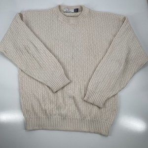 Vintage 90s Bill Blass Cream Textured Knit Sweater Mens Sz L Hand Framed In USA
